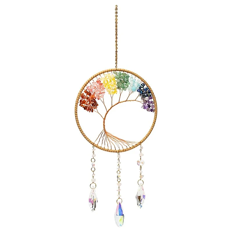 Suncatcher levensboom met chakra-stenen