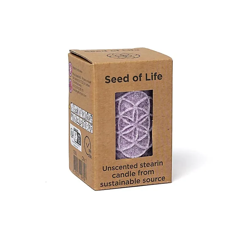 Votiefkaars met reliëf Seed of Life stearine paars