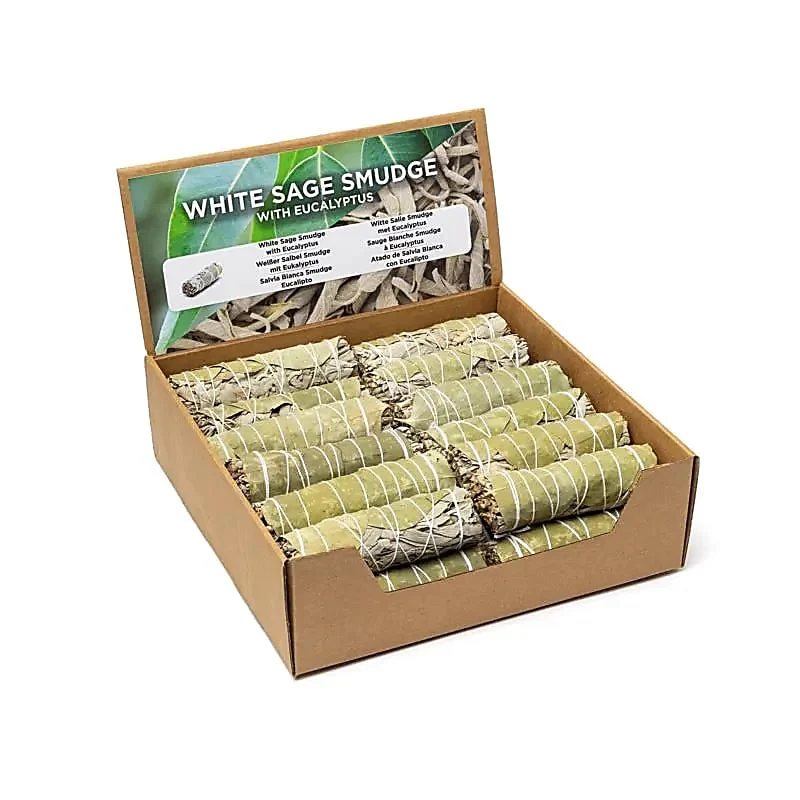 Witte salie smudge met eucalyptus S per 24 in display