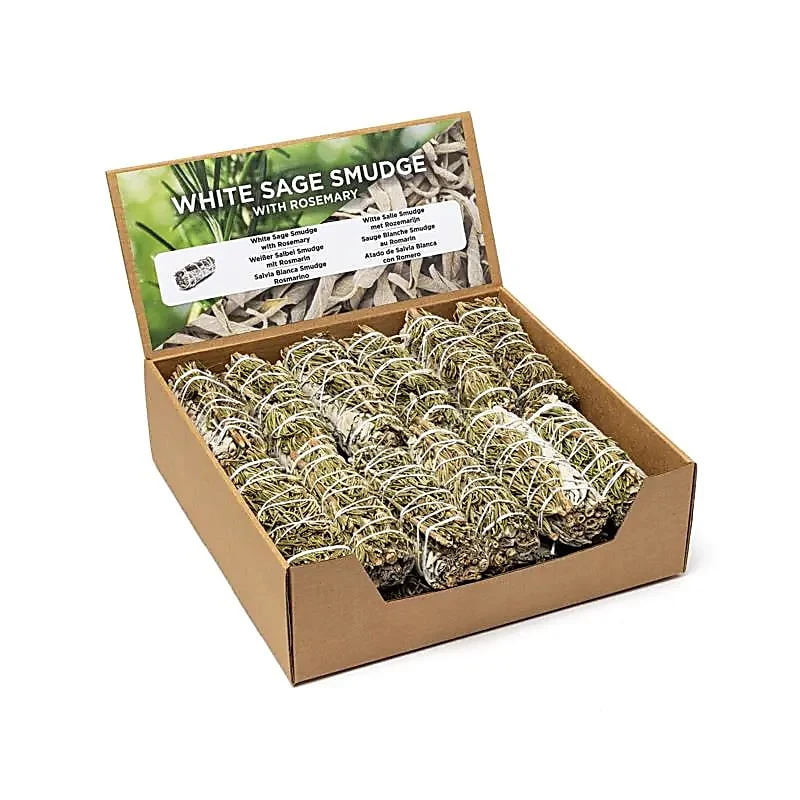 Witte salie smudge met rozemarijn S per 24 in display