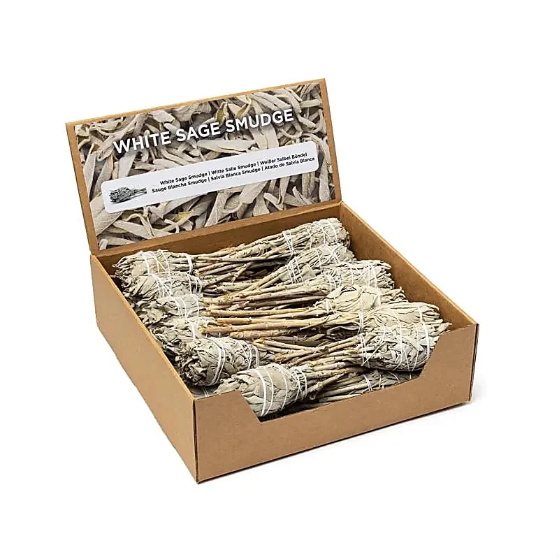 Witte salie smudge fakkel per 24 in display