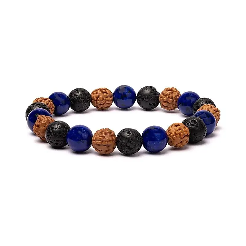 Armband lavasteen / rudraksha / sodaliet