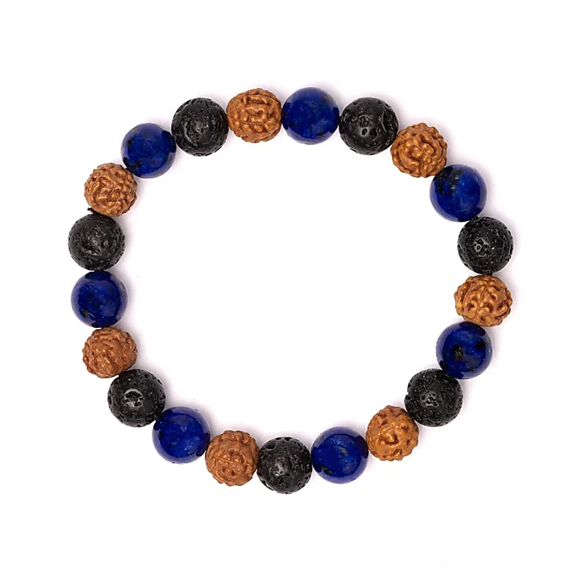 Armband lavasteen / rudraksha / sodaliet