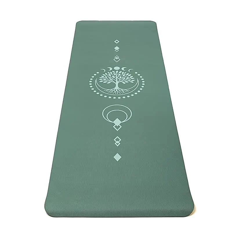 Yogi & Yogini Premium TPE yogamat levensboom groen