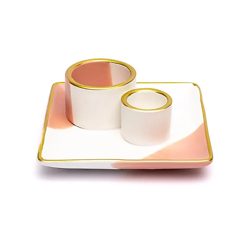 Keramische smudge en palo santo brander roze/wit/goud