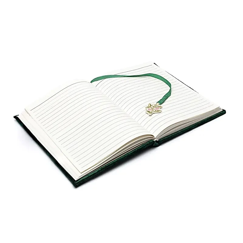 Notitieboek fluweel groen met Levensboom en harten
