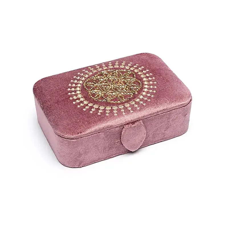 Sieraden / tarotdoos fluweel oudroze met Bloem des Levens