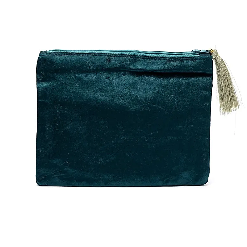 Etui fluweel petrol met Seed of Life