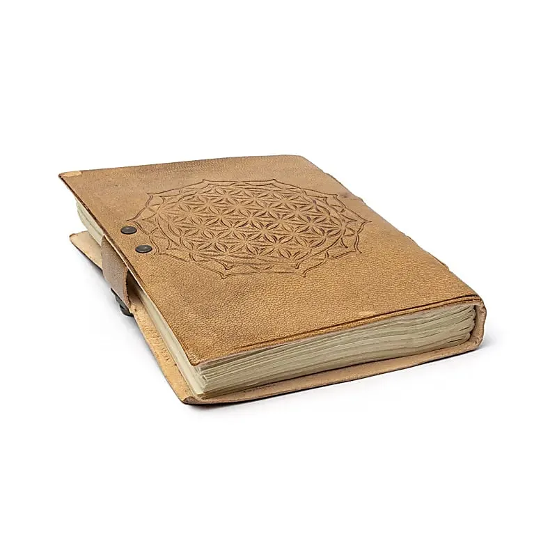 Notitieboek Bloem des Levens mandala met kunstleren omslag