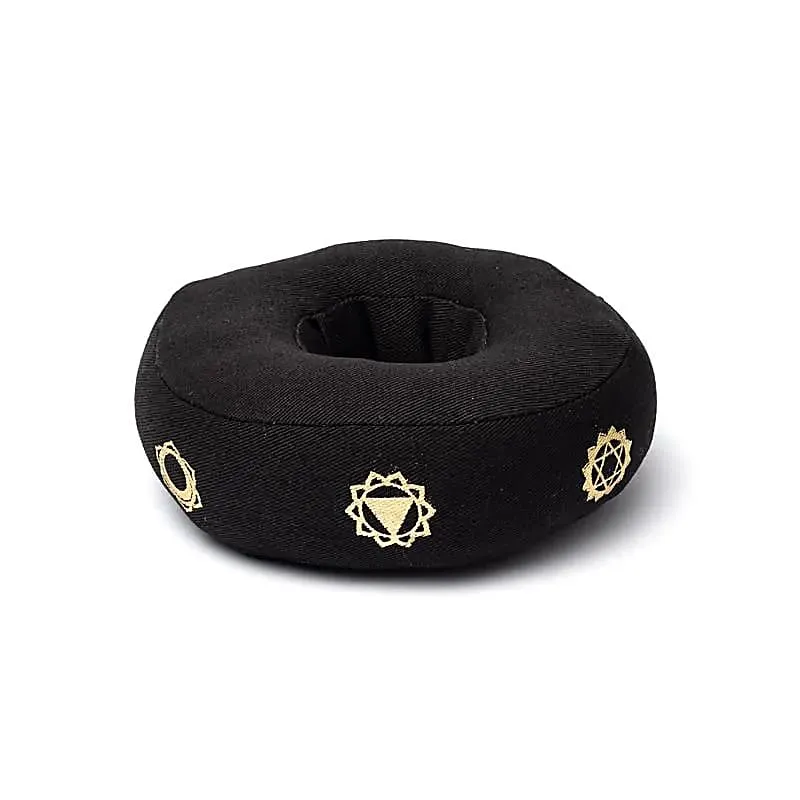 Klankschaalkussen 7 chakra’s zwart S