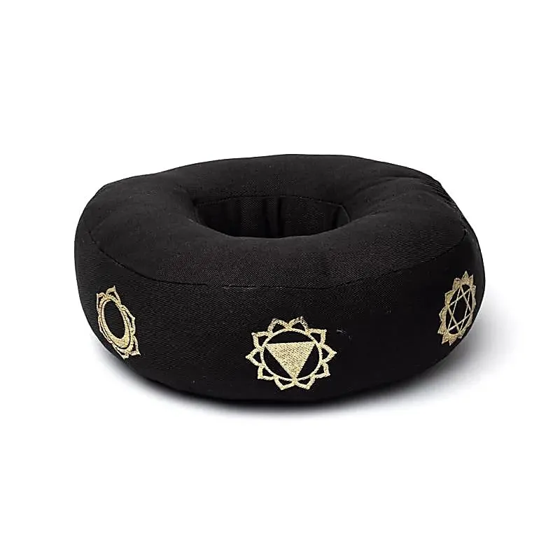 Klankschaalkussen 7 chakra’s zwart L