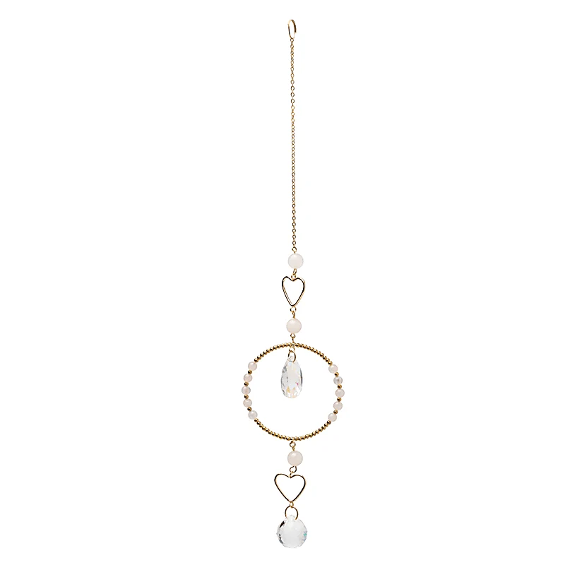Suncatcher harten met rozenkwarts en kristal