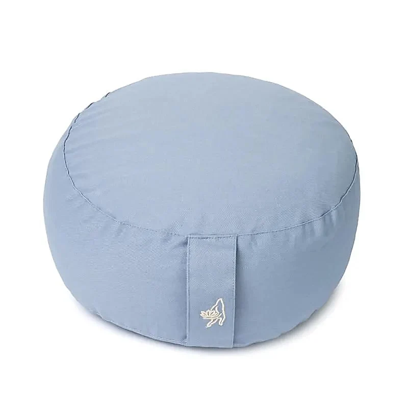 Meditatiekussen rond blauw biokatoen