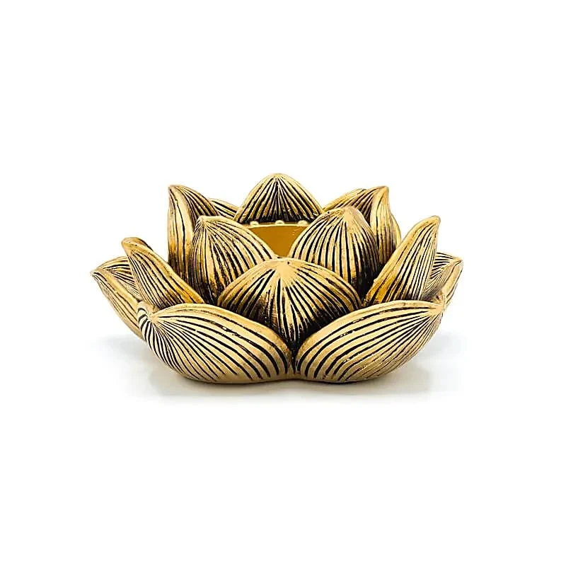 Theelichthouder Lotus goudkleurig