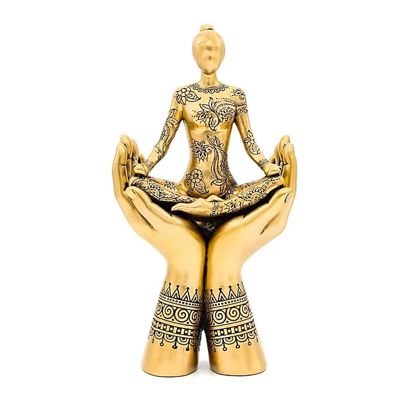 Deco Yoga meditatie handen staand goudkleurig