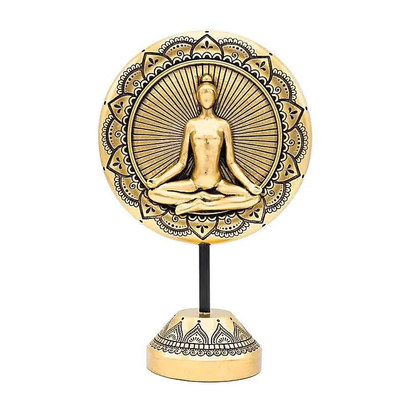 Deco Yoga meditatie rond op voet goudkleurig