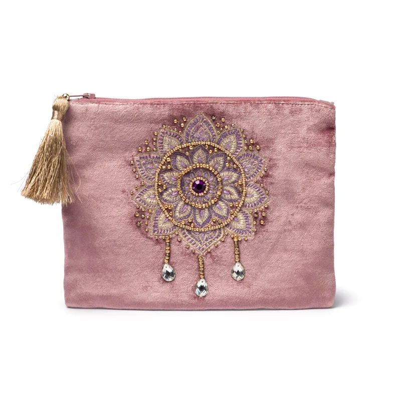 Etui fluweel lila met Mandala