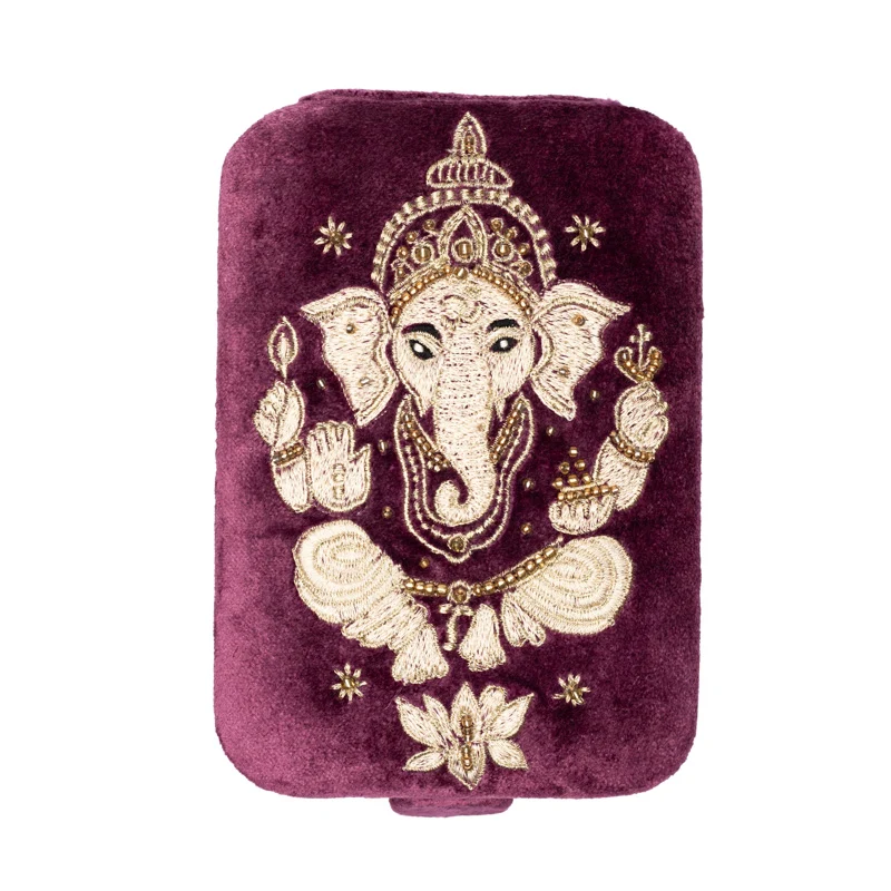 Sieraden / tarotdoos fluweel paars met Ganesha