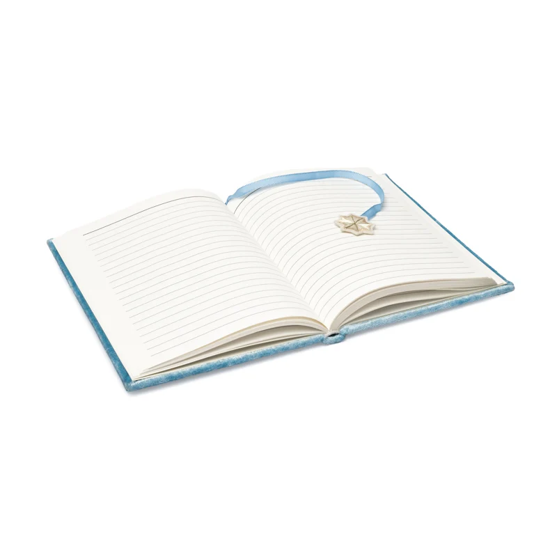 Notitieboek fluweel blauw met engelenvleugels
