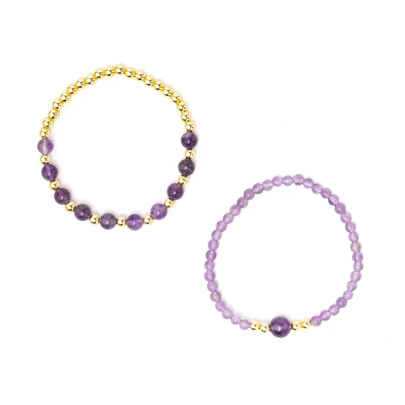 Armband amethist & hematiet set van 2