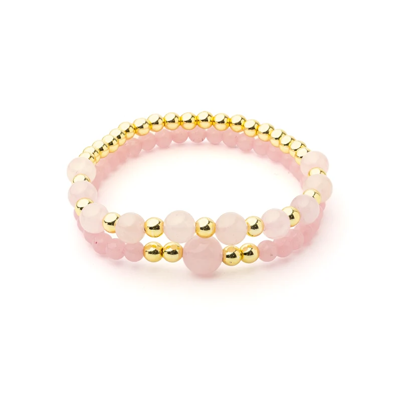 Armband rozenkwarts & hematiet set van 2