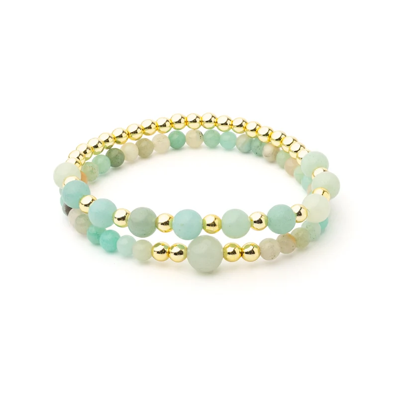 Armband amazoniet & hematiet set van 2