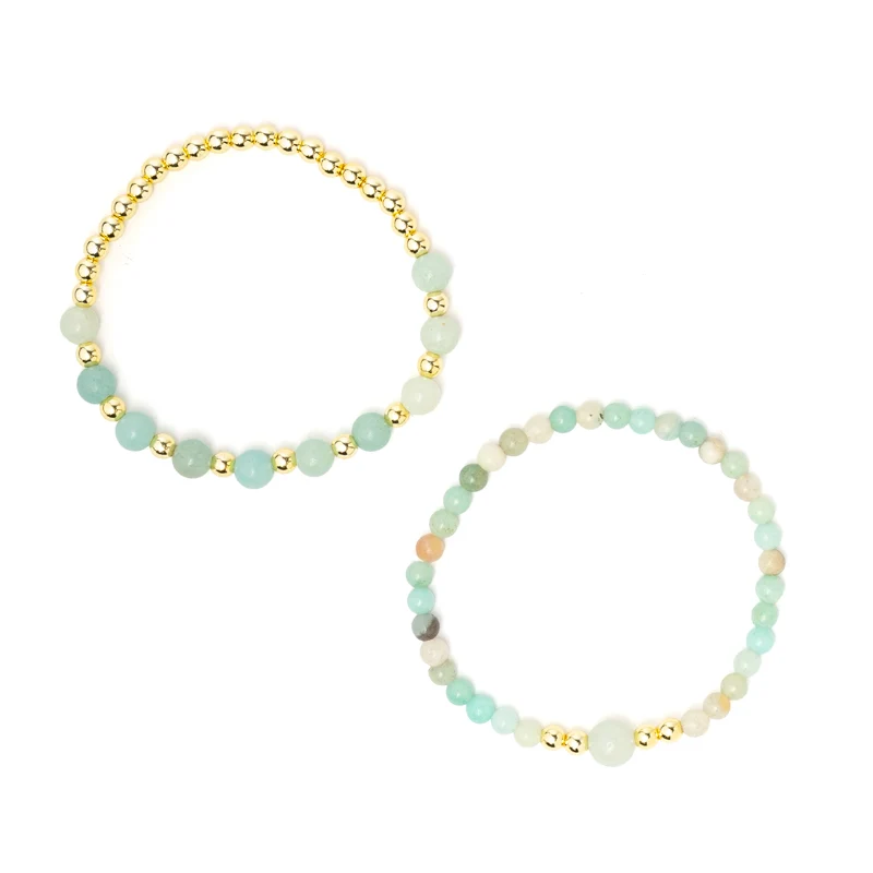Armband amazoniet & hematiet set van 2