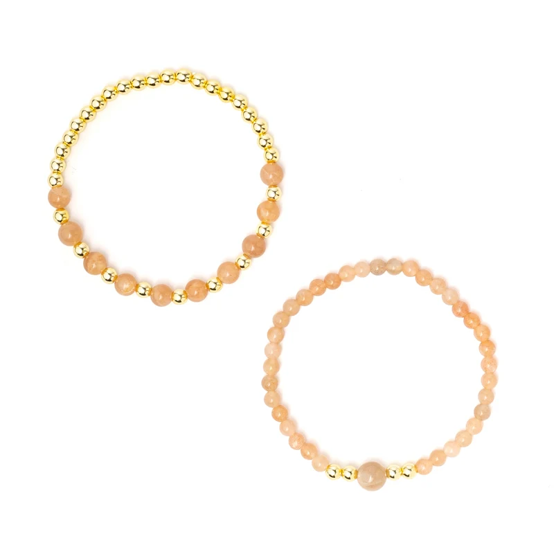 Armband zonnesteen & hematiet set van 2