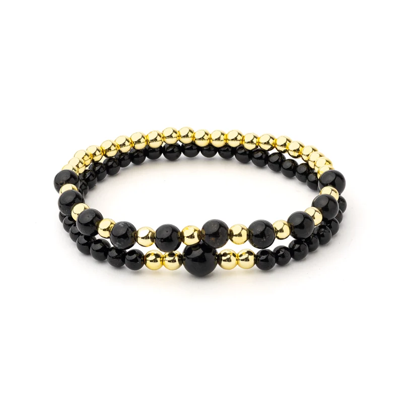 Armband zwarte toermalijn & hematiet set van 2