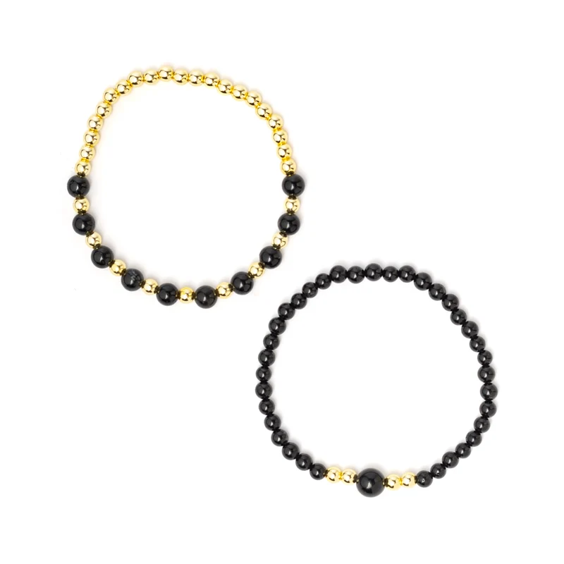Armband zwarte toermalijn & hematiet set van 2