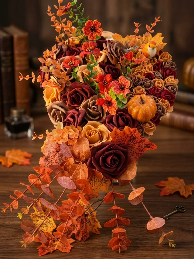 Grand coeur rustique en bois d'automne