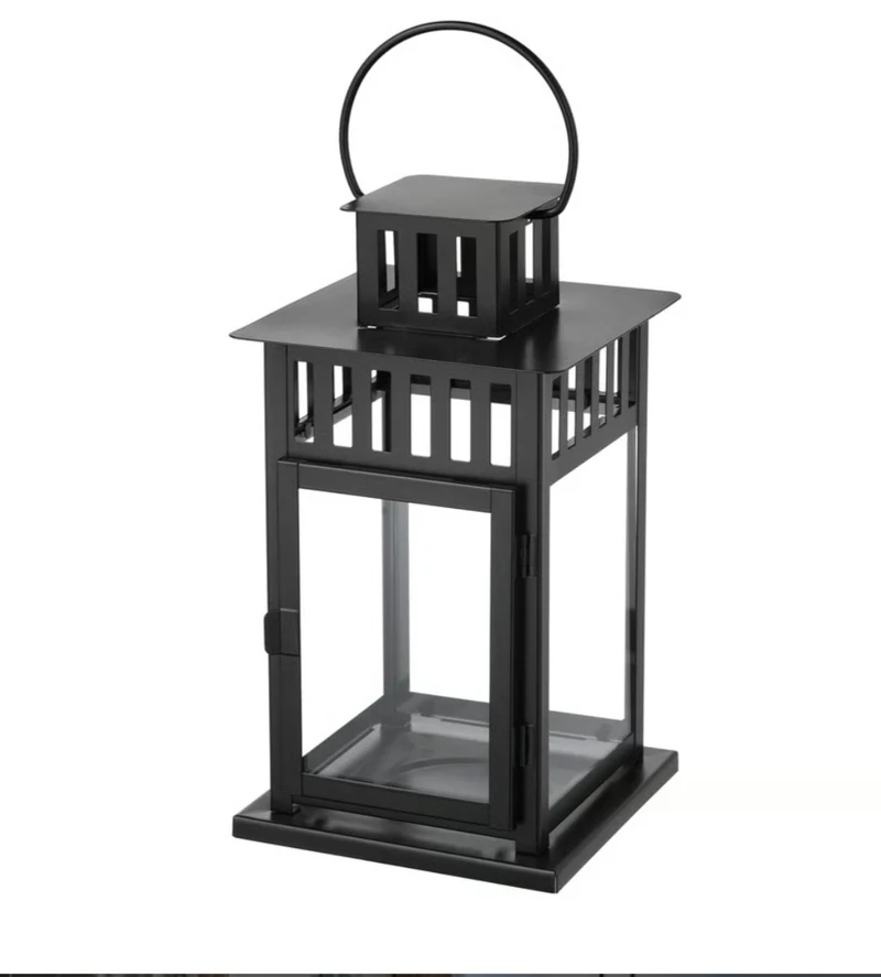 Lanterne(NOIR) pour monument funéraire avec bougie a led