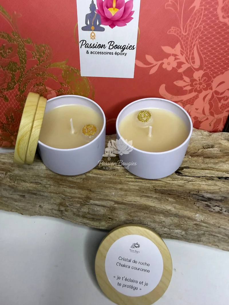 Pot métal 4 oz✨ Bougie énergétique – Chakra couronne 💜 parfumé 🌿