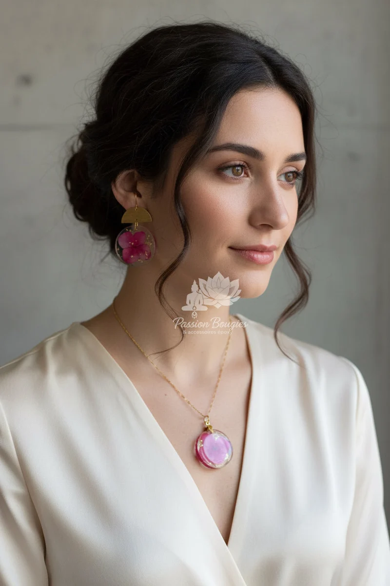 Parure fleur fuschia