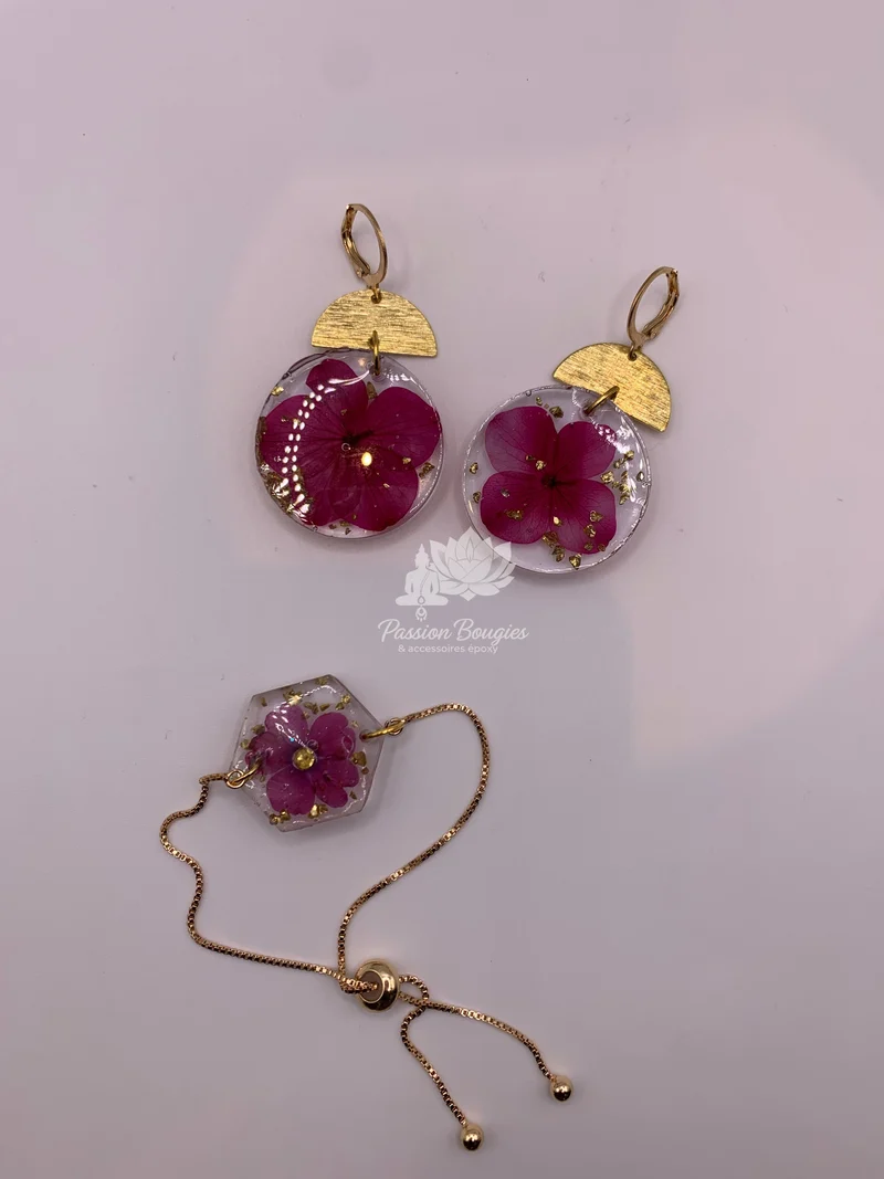 Parure fleur fuschia