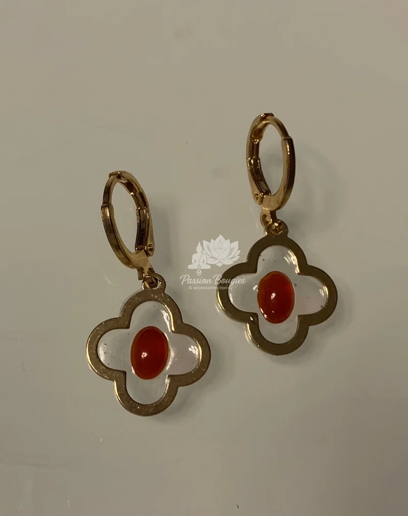 Boucles d’oreilles trèfle cornaline