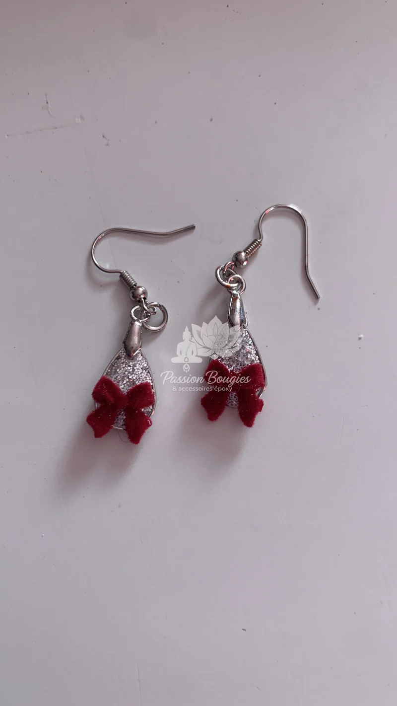 Boucles d’oreilles noeud velour de Noël
