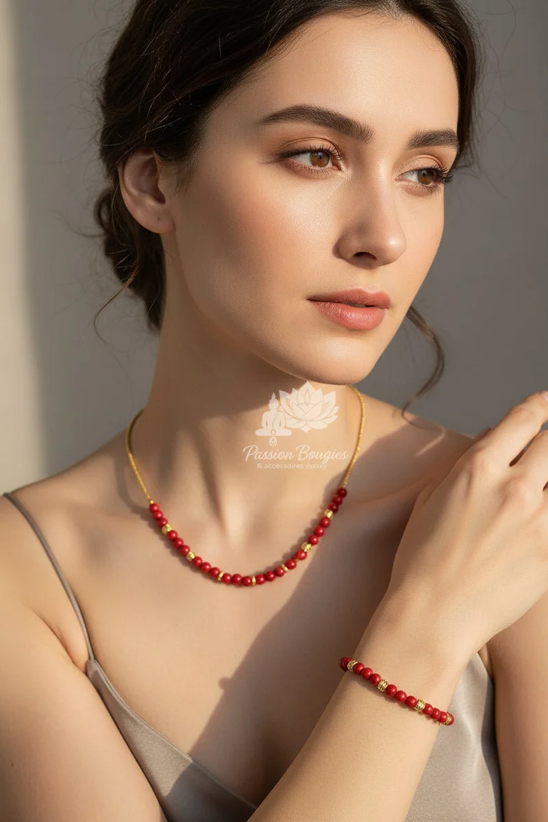 Parure « pierre cinabre rouge »