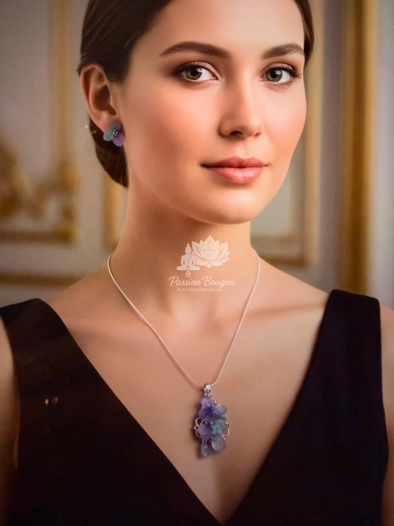 Parure «hortensia bleu »