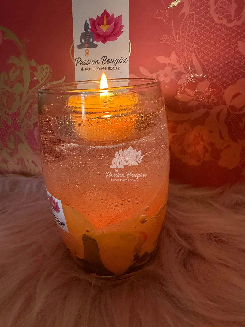 Bougie pailletée « la rose » gelée cristal