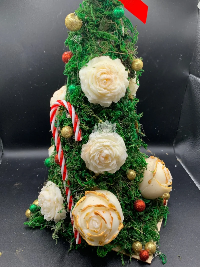 Centre de table sapin de Noël avec bougies