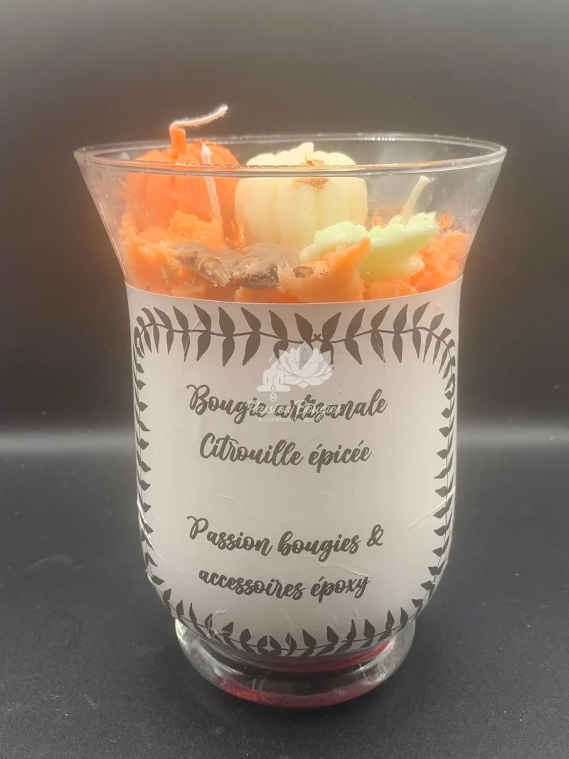 Bougie dans photophore citrouille épicée🌿