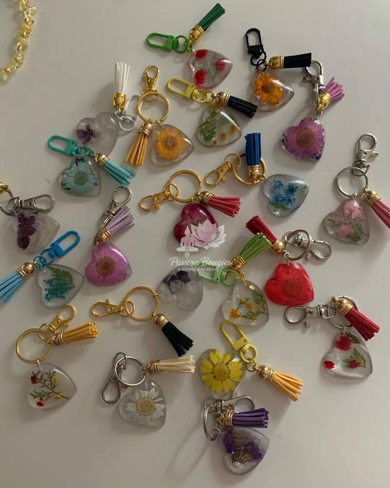 Porte-clefs cœur floral