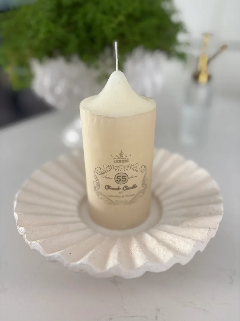 Candle Holder - White Cement Large