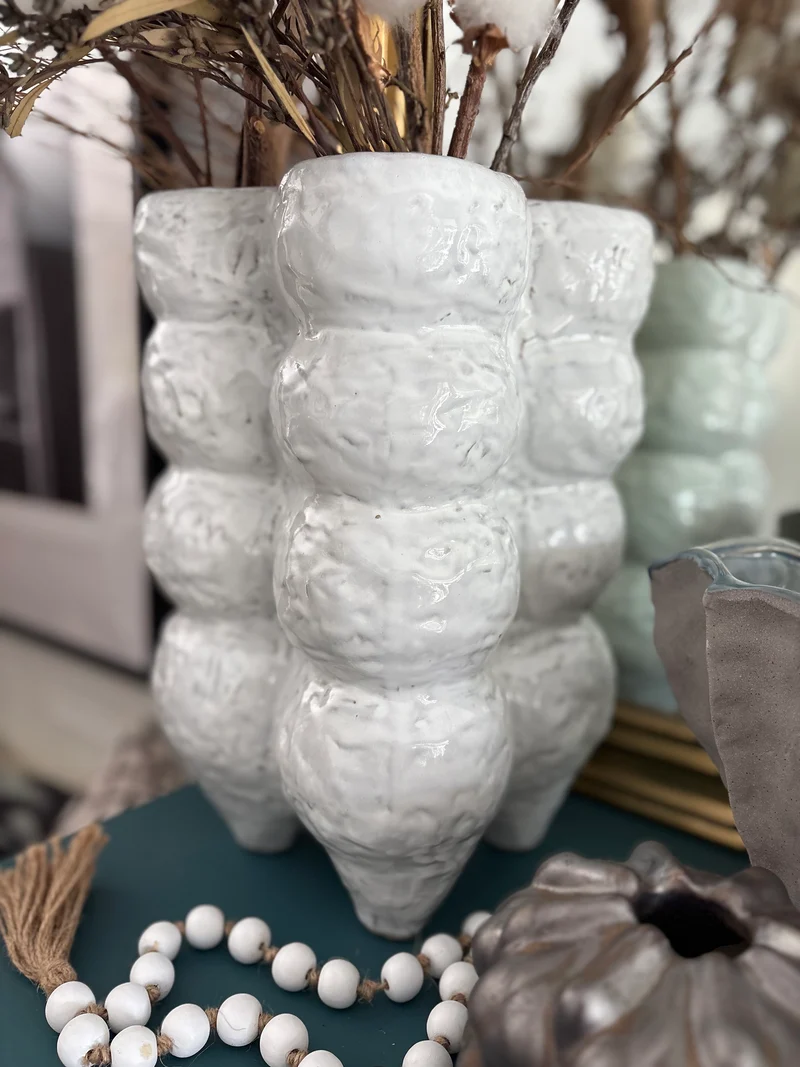 Jenna Tall White Ceramic Vase