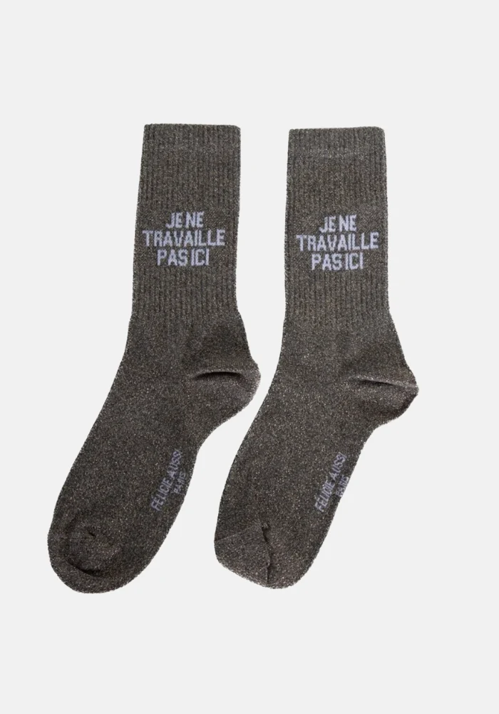 Chaussettes Je Ne Travaille Pas Ici Pailletées Noir