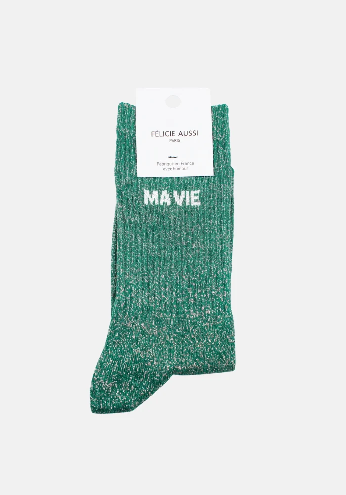 Chaussettes Ma Vie Pailletées Vert