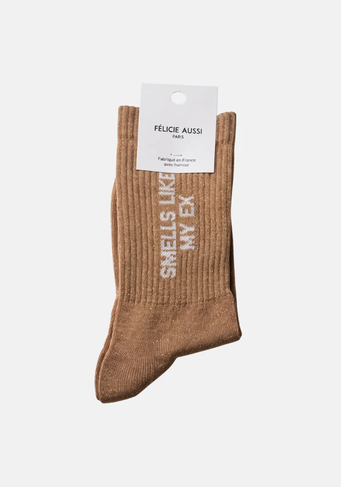 Chaussettes Smells Like My Ex Pailletées Sable