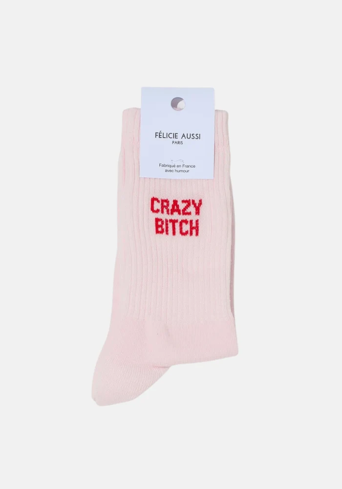 Chaussettes Crazy Bitch Rose & Rouge