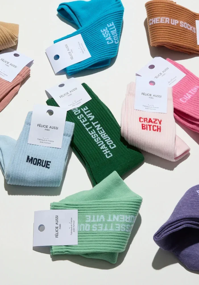 Chaussettes Crazy Bitch Rose & Rouge
